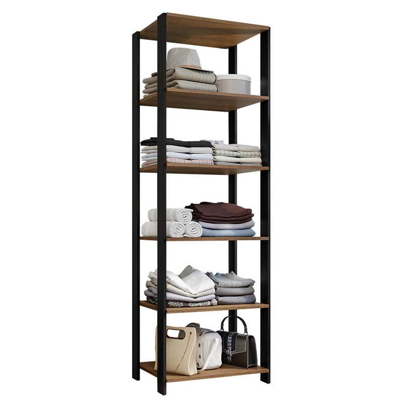CLOSET ABIERTO MADESA VALENCIA 59 CM 6 REPISAS MARRON/NEGRO - 2