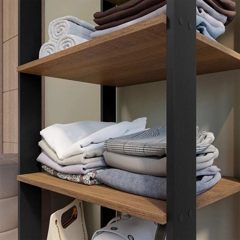 CLOSET ABIERTO MADESA VALENCIA 59 CM 6 REPISAS MARRON/NEGRO - 5