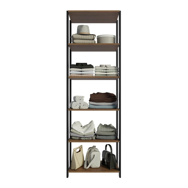 CLOSET ABIERTO MADESA VALENCIA 59 CM 6 REPISAS MARRON/NEGRO - 9