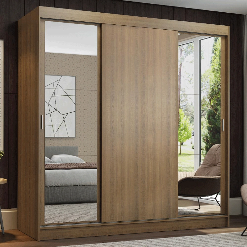 CLOSET MADESA RENO 3 PUERTAS CORREDIZAS CON 2 ESPEJOS MARRON - 1