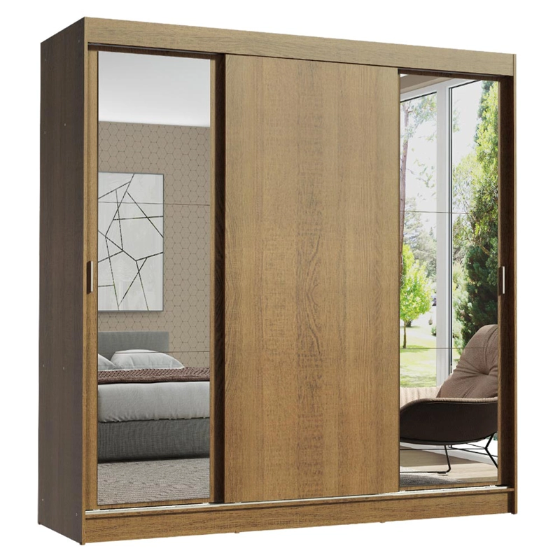 CLOSET MADESA RENO 3 PUERTAS CORREDIZAS CON 2 ESPEJOS MARRON - 2