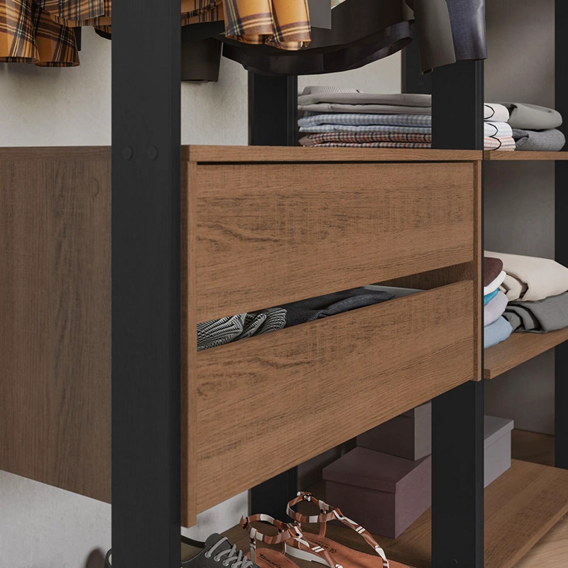 CLOSET ABIERTO MADESA VALENCIA 247 CM 2 CAJONES MARRON/NEGRO - 6