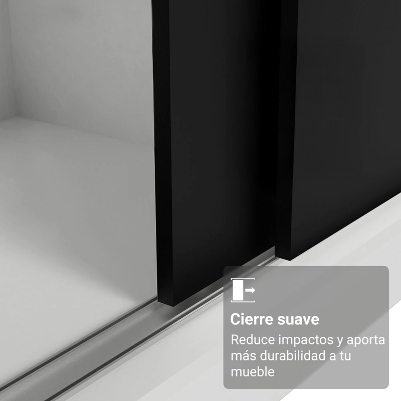 CLOSET MADESA RENO 3 PUERTAS CON ESPEJOS BLANCO/NEGRO - 4