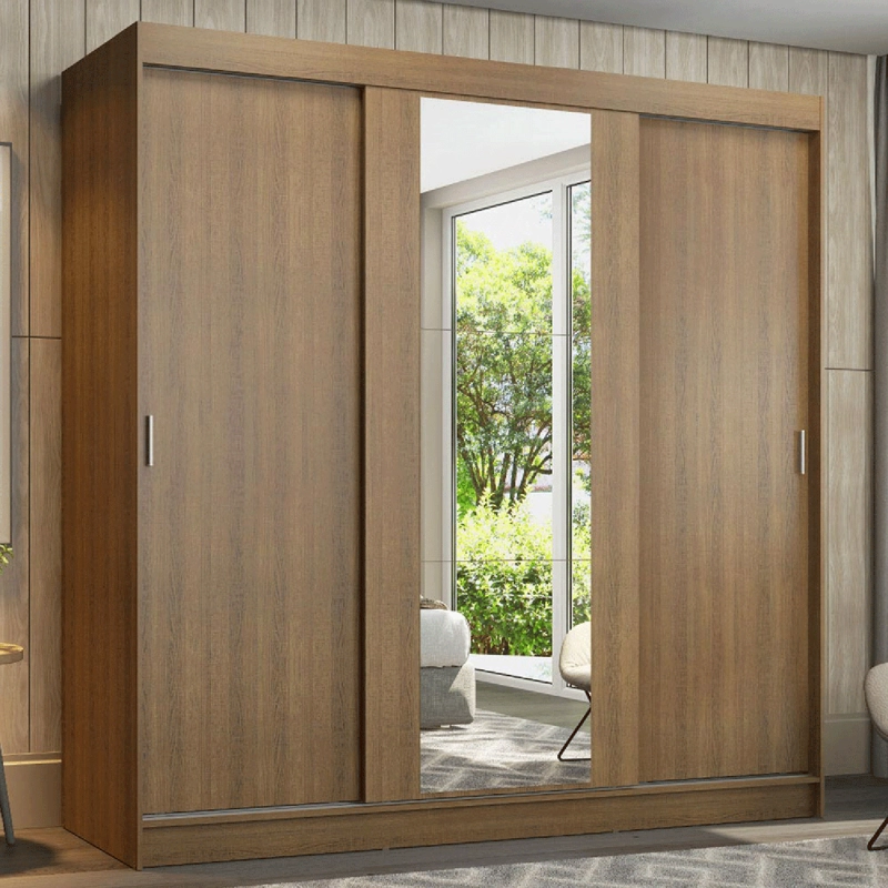 CLOSET MADESA RENO 3 PUERTAS CORREDIZAS CON 1 ESPEJO MARRON - 1