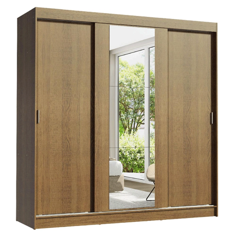 CLOSET MADESA RENO 3 PUERTAS CORREDIZAS CON 1 ESPEJO MARRON - 2