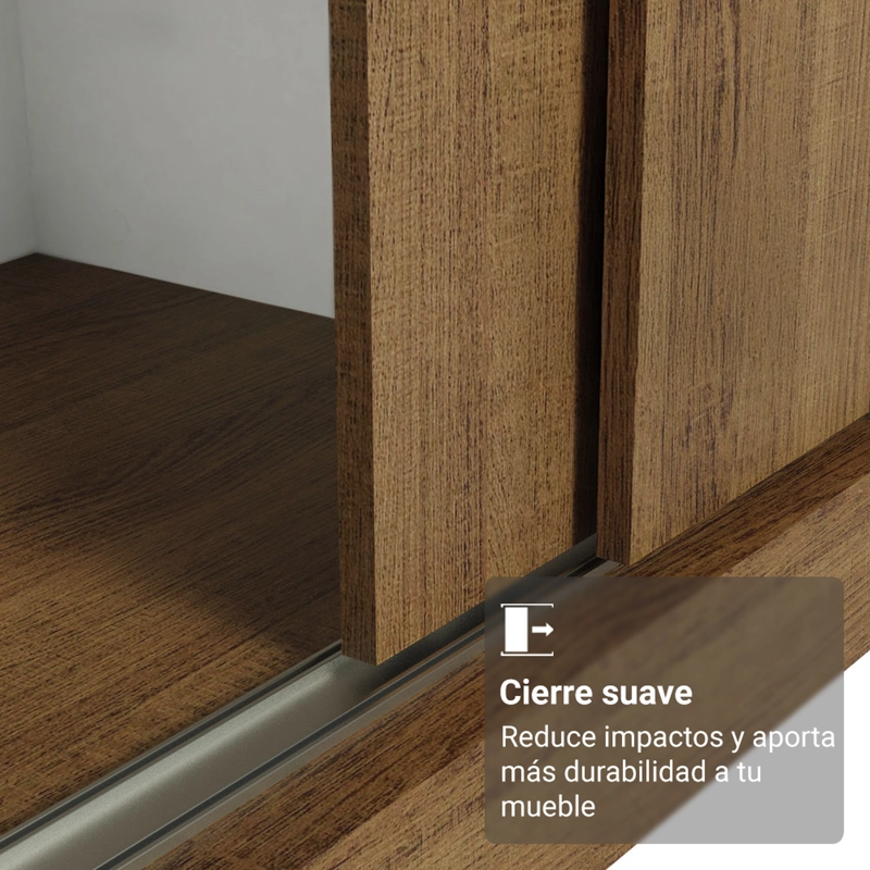 CLOSET MADESA RENO 3 PUERTAS CORREDIZAS CON 1 ESPEJO MARRON - 5