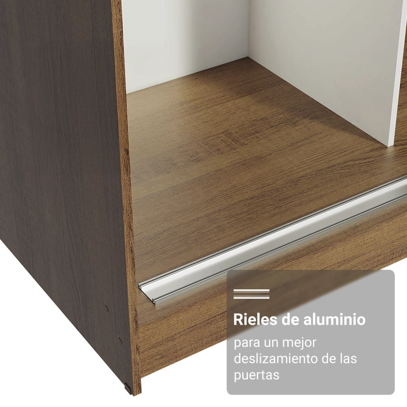 CLOSET MADESA RENO 3 PUERTAS CORREDIZAS CON 1 ESPEJO MARRON - 6