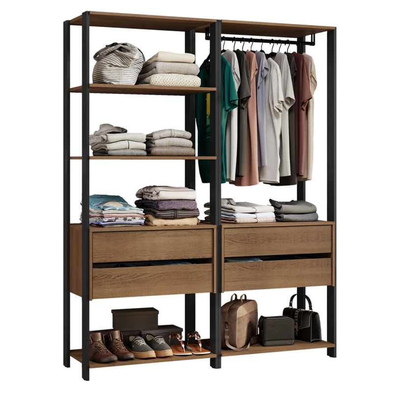CLOSET ABIERTO MADESA VALENCIA 140 CM 4 CAJONES MARRON/NEGRO - 2