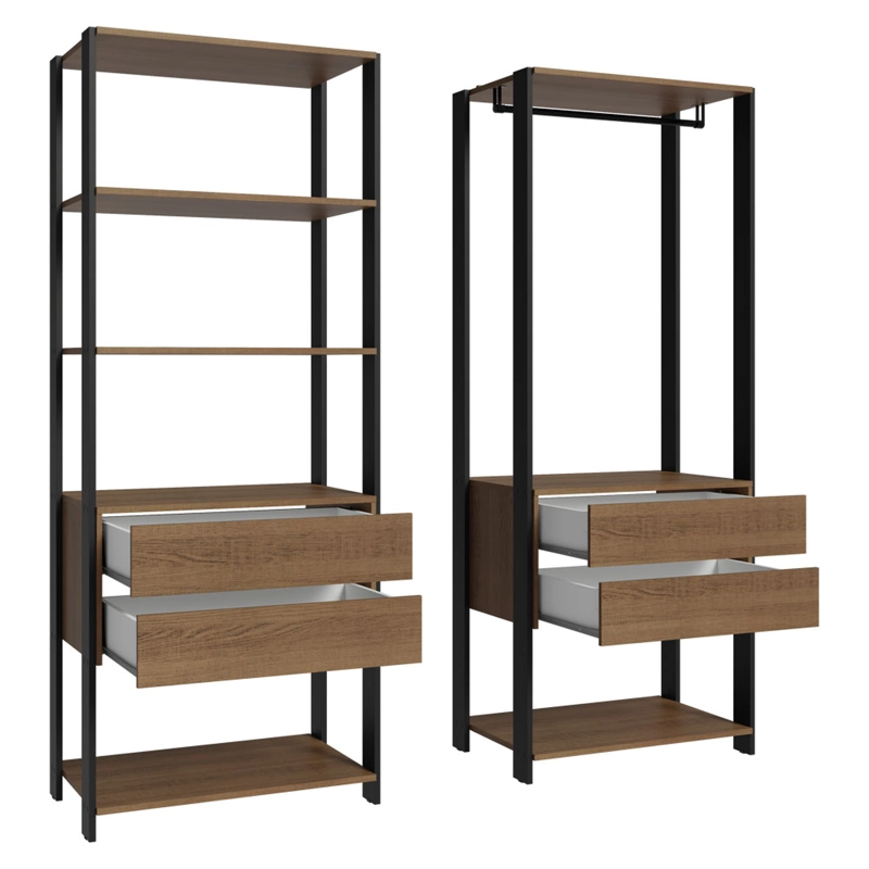 CLOSET ABIERTO MADESA VALENCIA 140 CM 4 CAJONES MARRON/NEGRO - 5