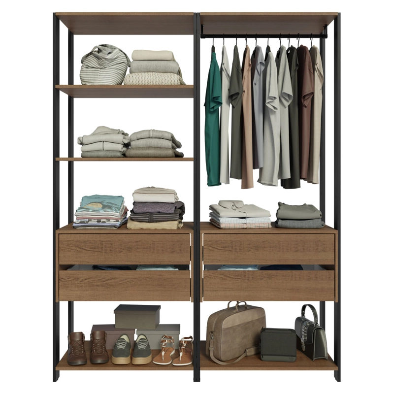 CLOSET ABIERTO MADESA VALENCIA 140 CM 4 CAJONES MARRON/NEGRO - 6