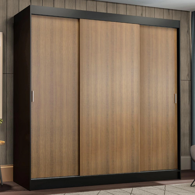CLOSET MADESA RENO 3 PUERTAS CORREDIZAS NEGRO/MARRON - 1