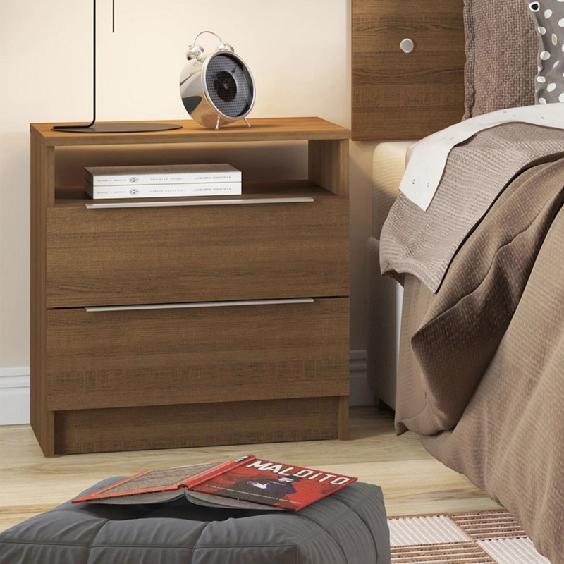VELADOR MADESA 3227 CON 2 CAJONES MARRON - 1