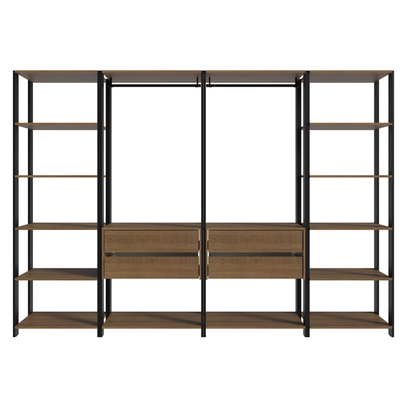 CLOSET ABIERTO MADESA VALENCIA 258 CM 4 CAJONES 01 MARRON/NEGRO - 9