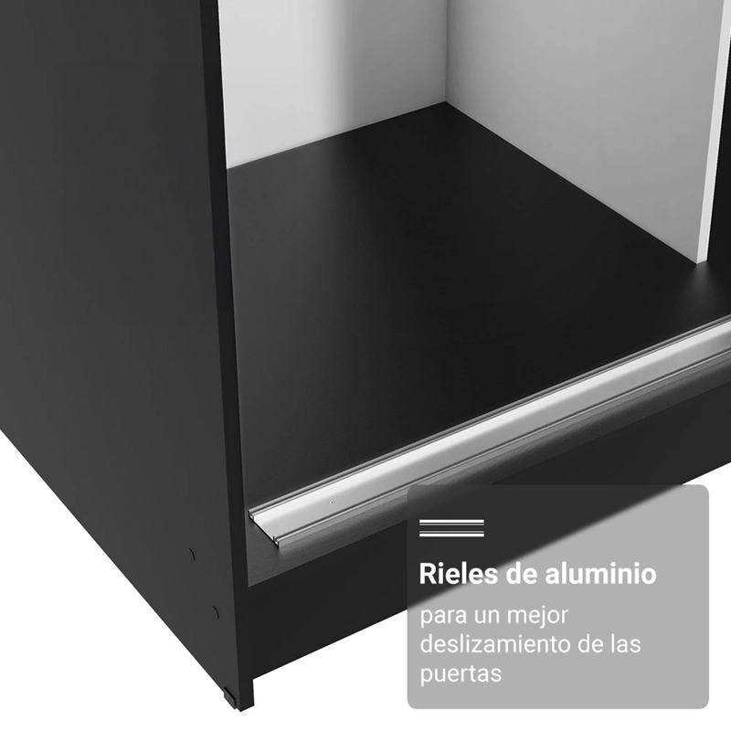 CLOSET MADESA RENO 3 PUERTAS CON ESPEJOS NEGRO/MARRON - 6