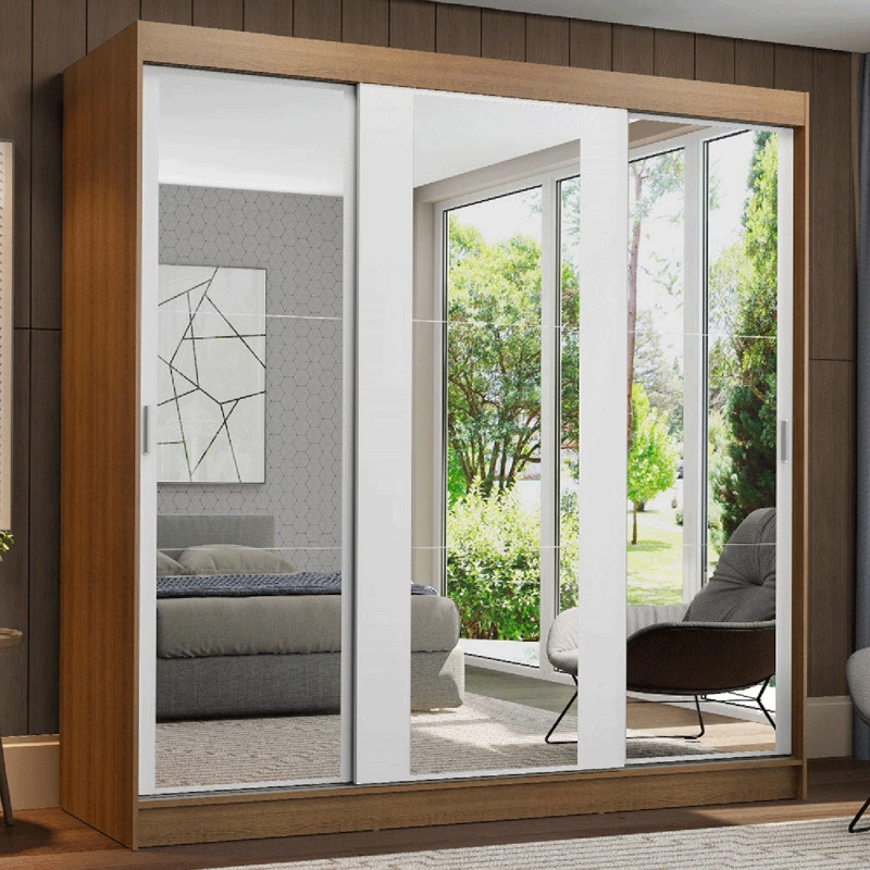CLOSET MADESA RENO 3 PUERTAS CON ESPEJOS MARRON/BLANCO