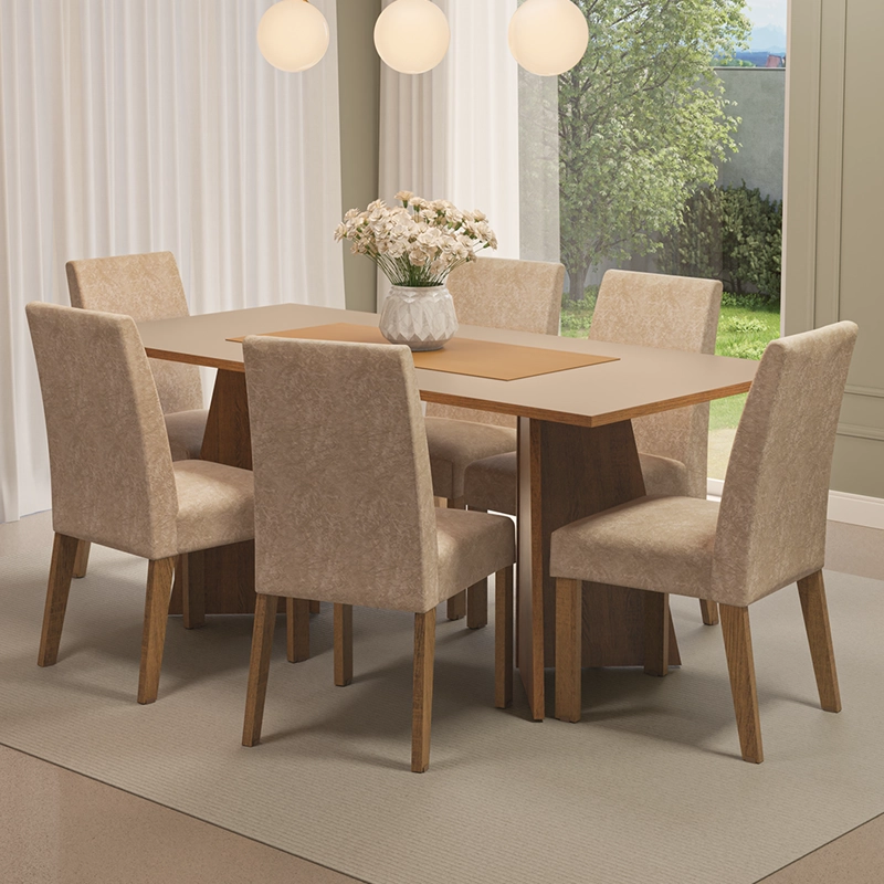 JUEGO DE COMEDOR MADESA SIMONE MARRON/CREMA/IMPERIAL - 1