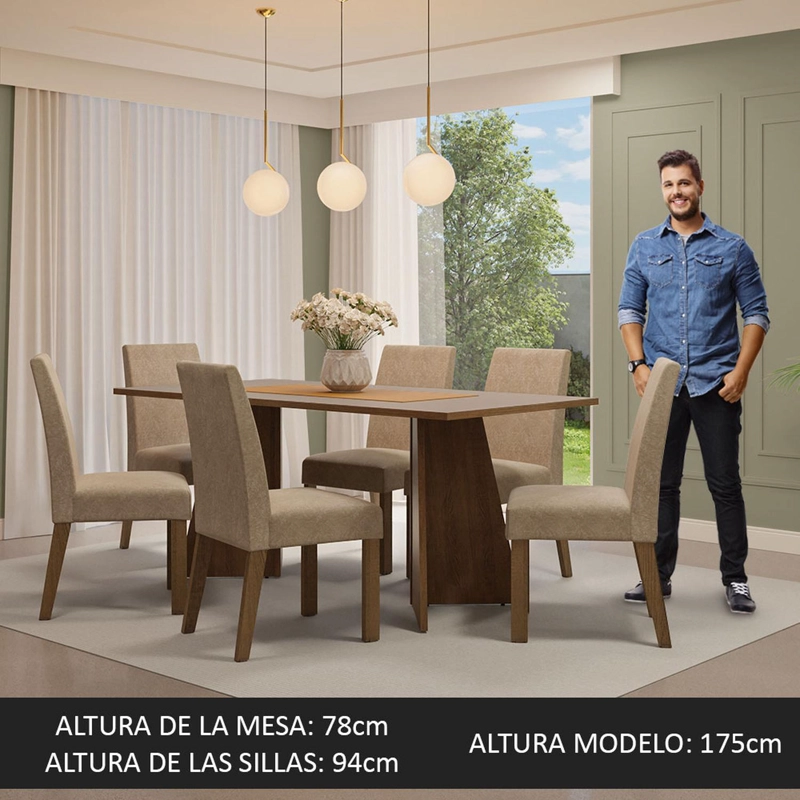 JUEGO DE COMEDOR MADESA SIMONE MARRON/CREMA/IMPERIAL - 4
