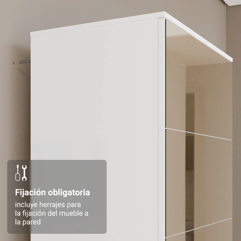 ZAPATERO MADESA ISIS 1 PUERTA CON ESPEJO BLANCO - 5