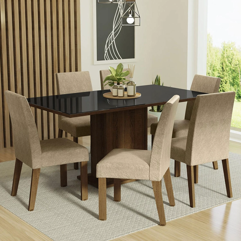 JUEGO DE COMEDOR MADESA ALEXIS CON 6 SILLAS MARRON/NEGRO/IMPERIAL