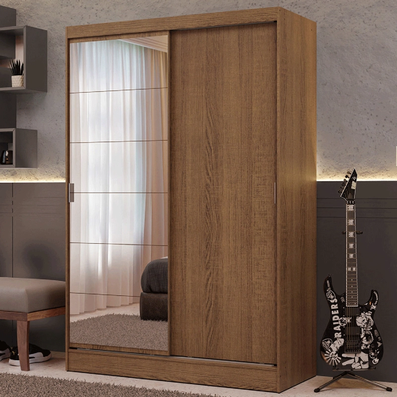 CLOSET MADESA LUKE 2 PUERTAS CORREDIZAS CON 1 ESPEJO MARRON - 1