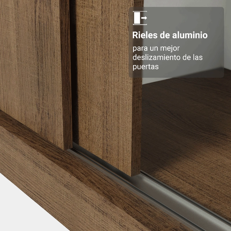 CLOSET MADESA LUKE 2 PUERTAS CORREDIZAS CON 1 ESPEJO MARRON - 8