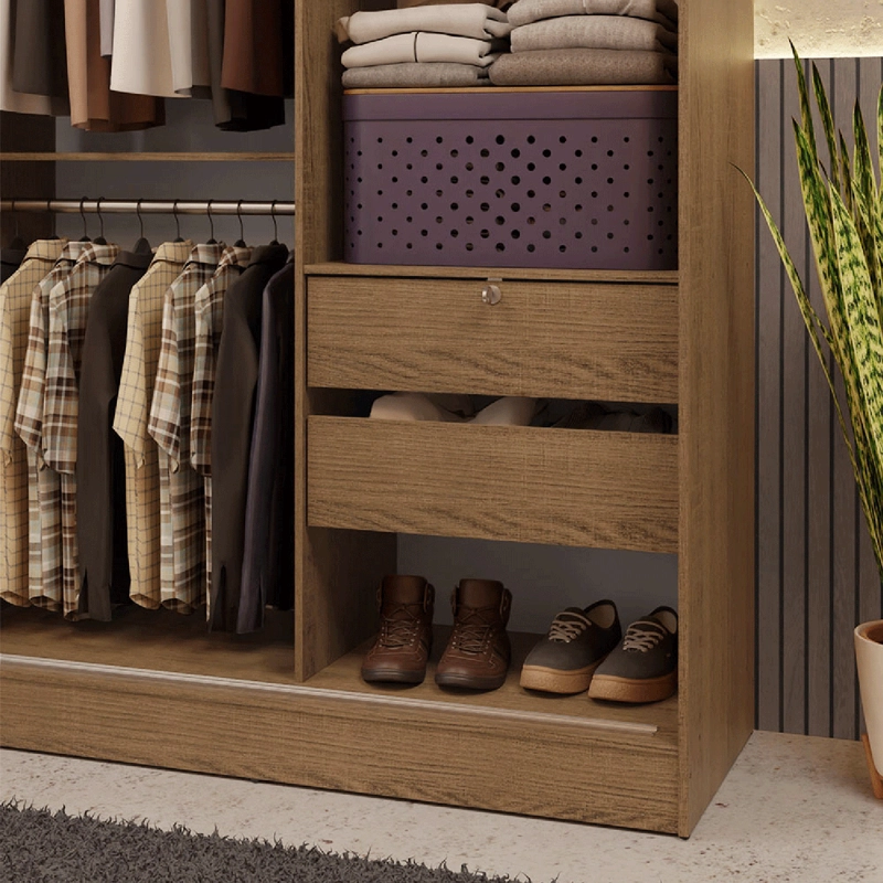 CLOSET MADESA LUKE 2 PUERTAS CORREDIZAS CON 1 ESPEJO MARRON - 9
