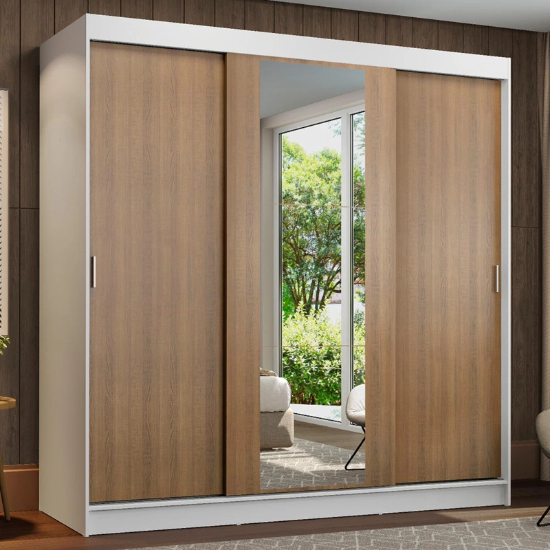 CLOSET MADESA RENO 3 PUERTAS CON 1 ESPEJO BLANCO/MARRON