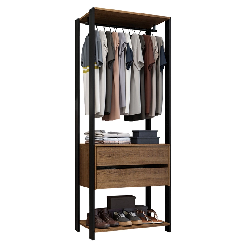 CLOSET ABIERTO MADESA VALENCIA 70 CM 2 CAJONES MARRON/NEGRO - 1