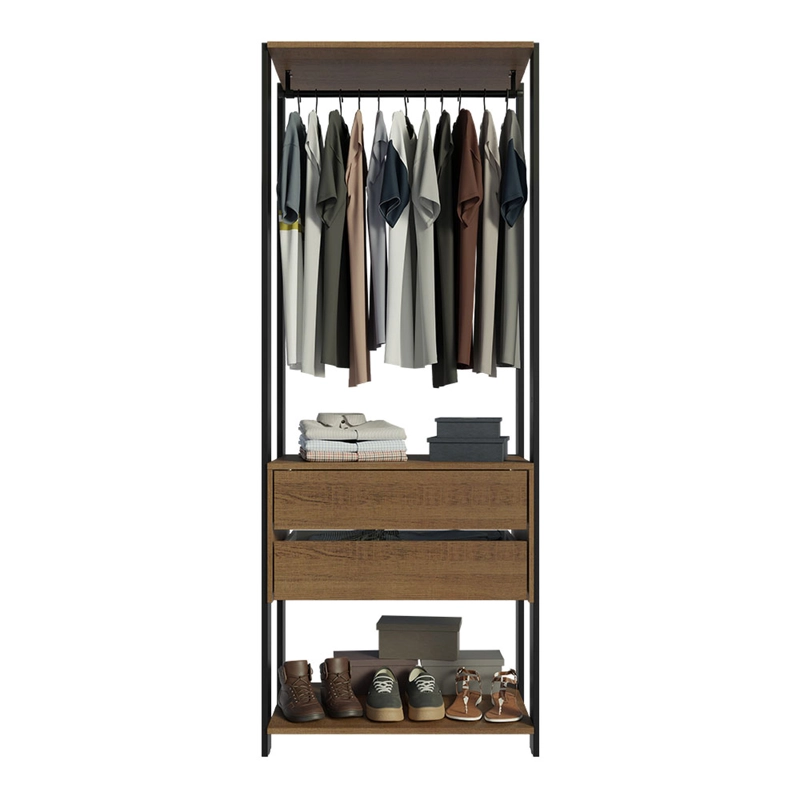 CLOSET ABIERTO MADESA VALENCIA 70 CM 2 CAJONES MARRON/NEGRO - 8