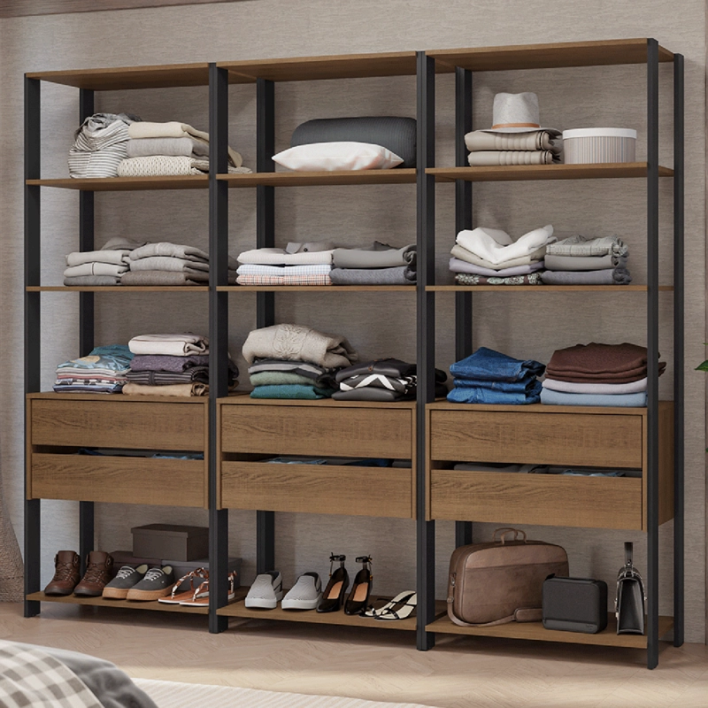 CLOSET ABIERTO MADESA VALENCIA 210 CM 6 CAJONES MARRON/NEGRO - 1