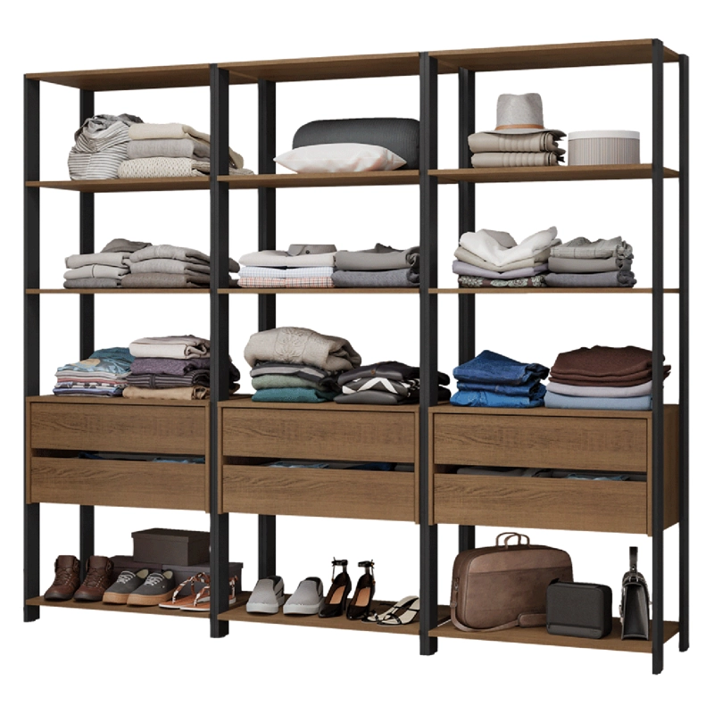 CLOSET ABIERTO MADESA VALENCIA 210 CM 6 CAJONES MARRON/NEGRO - 2