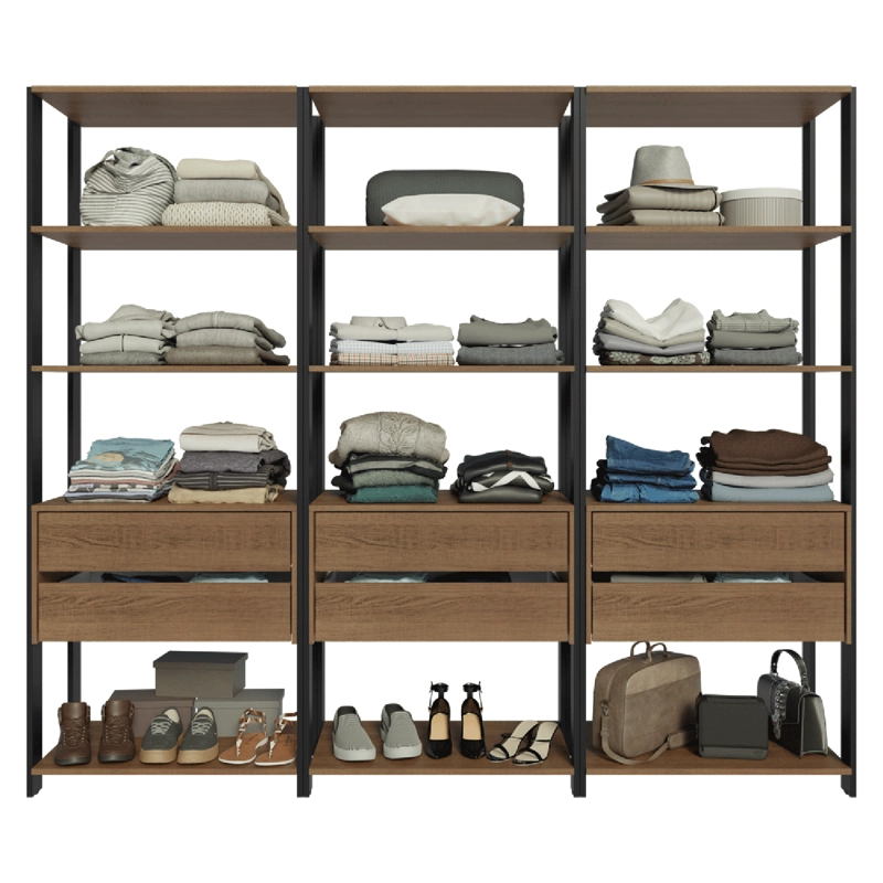 CLOSET ABIERTO MADESA VALENCIA 210 CM 6 CAJONES MARRON/NEGRO - 6