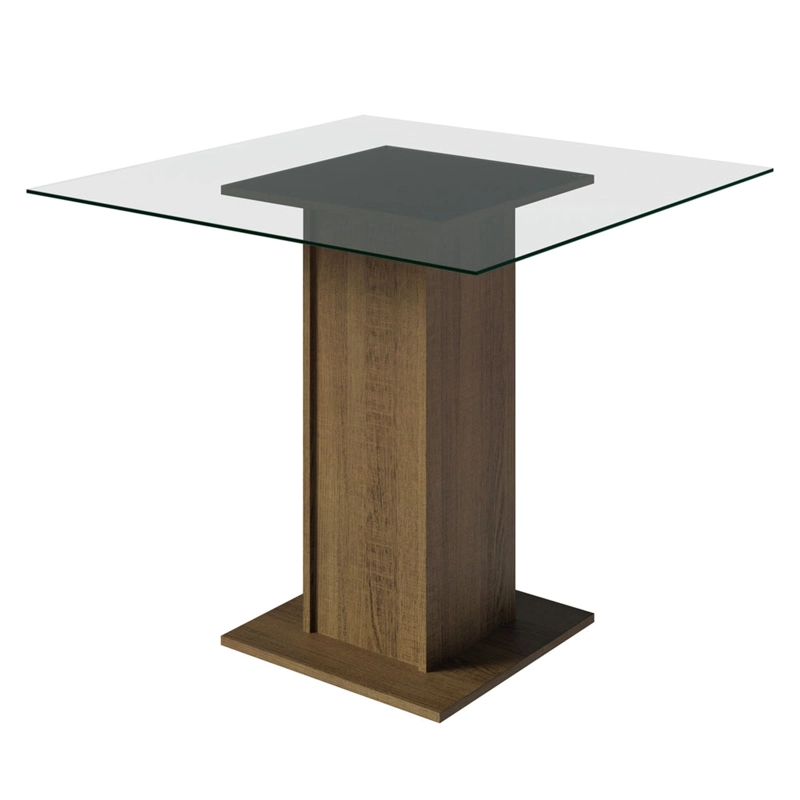 MESA DE COMEDOR MADESA 5332A CUBIERTA DE VIDRIO CUADRADA MARRON - 1