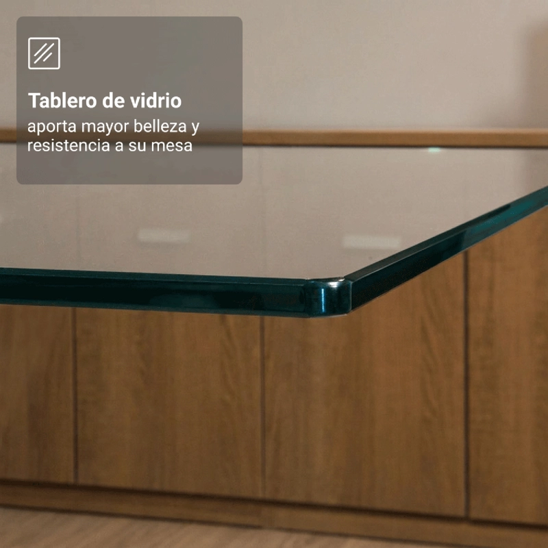 MESA DE COMEDOR MADESA 5332A CUBIERTA DE VIDRIO CUADRADA MARRON - 4