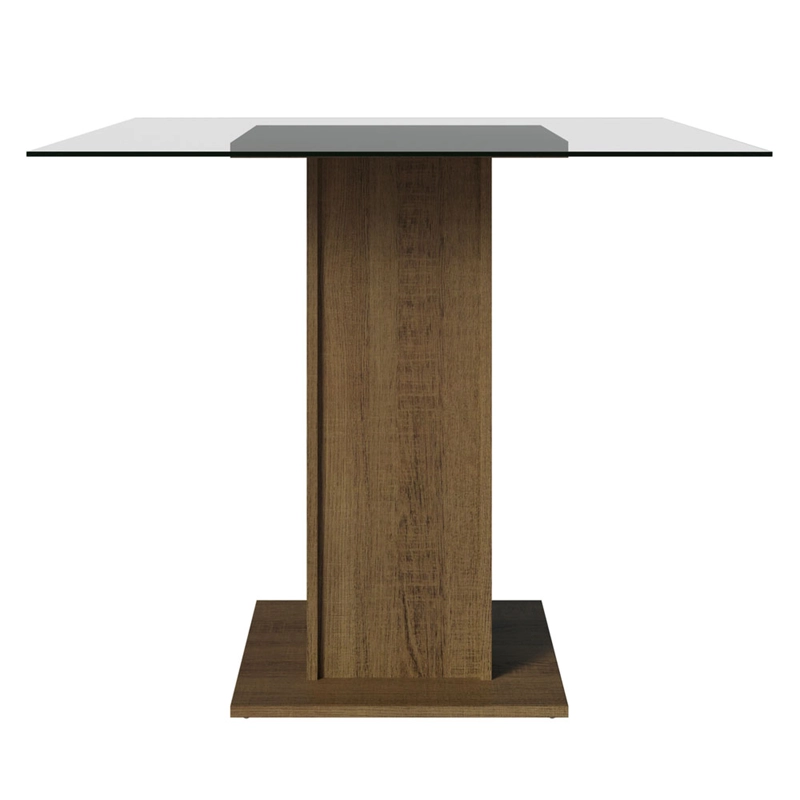 MESA DE COMEDOR MADESA 5332A CUBIERTA DE VIDRIO CUADRADA MARRON - 5