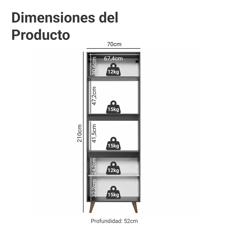 TORRE PARA HORNO Y MICROONDAS MADESA REIMS 70 CM 3 PUERTAS NEGRO - 2