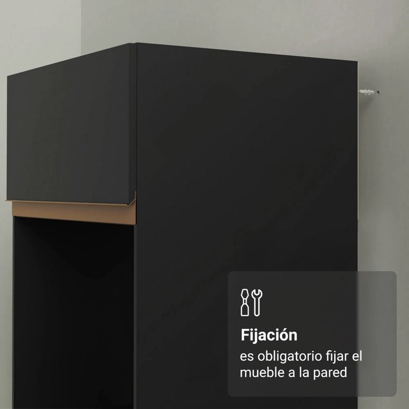 TORRE PARA HORNO Y MICROONDAS MADESA REIMS 70 CM 3 PUERTAS NEGRO - 6