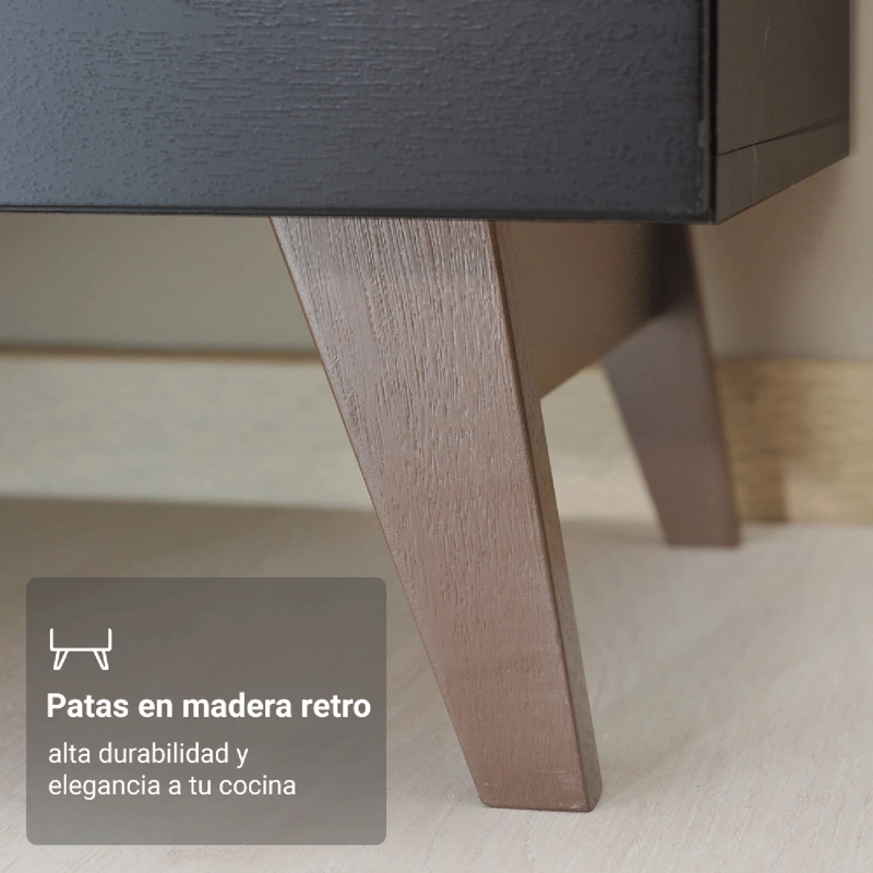 TORRE PARA HORNO Y MICROONDAS MADESA REIMS 70 CM 3 PUERTAS NEGRO - 7