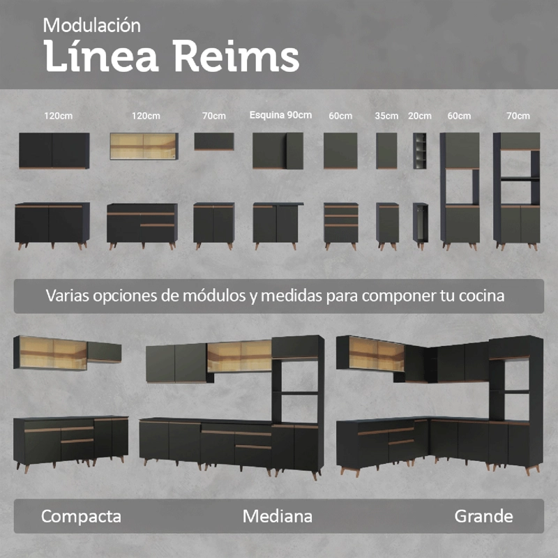 TORRE PARA HORNO Y MICROONDAS MADESA REIMS 70 CM 3 PUERTAS NEGRO - 8