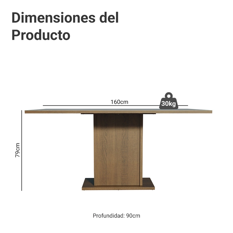 MESA DE COMEDOR MADESA 5275 RECTANGULAR MARRON/GRIS - 2