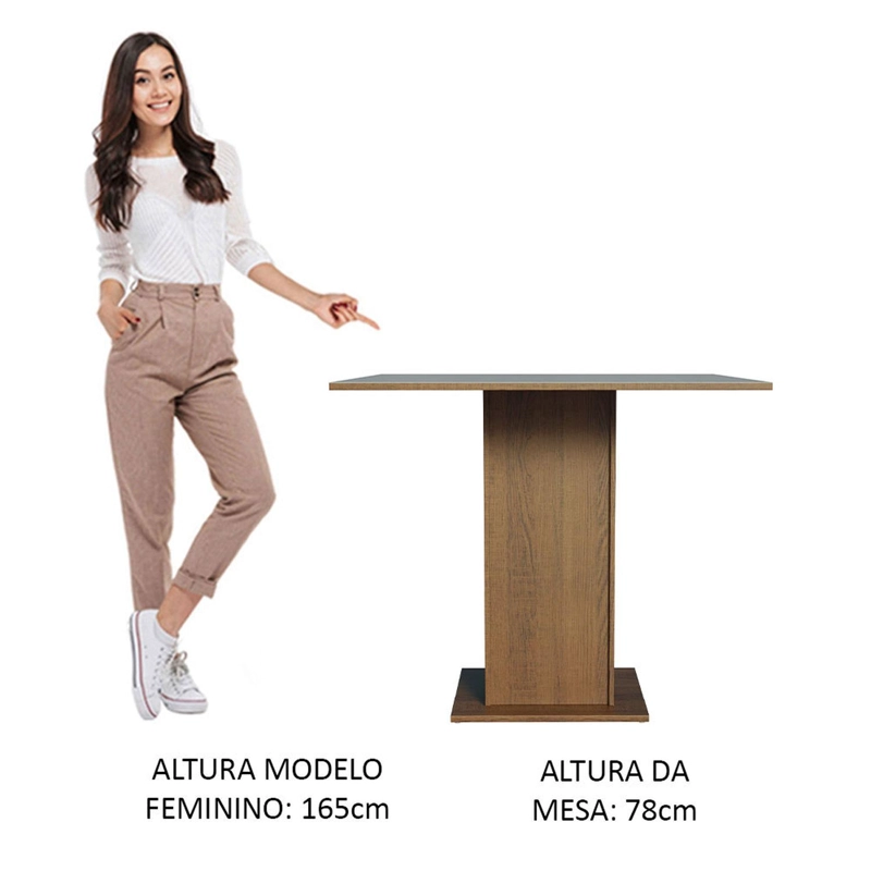 MESA DE COMEDOR MADESA 5363 CUADRADA MARRON/GRIS - 4