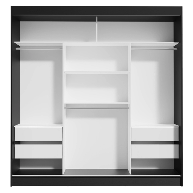 CLOSET MADESA RENO 3 PUERTAS CON 2 ESPEJOS NEGRO/MARRON - 6
