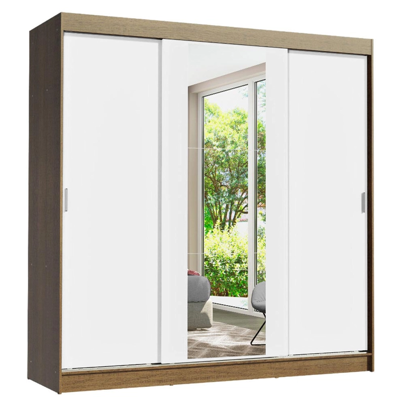 CLOSET MADESA RENO 3 PUERTAS CON 1 ESPEJO MARRON/BLANCO - 2
