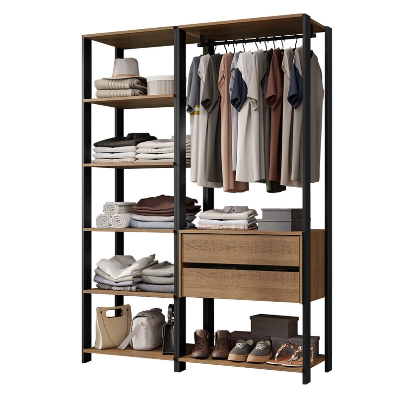 CLOSET ABIERTO MADESA VALENCIA 129 CM 2 CAJONES MARRON/NEGRO - 1