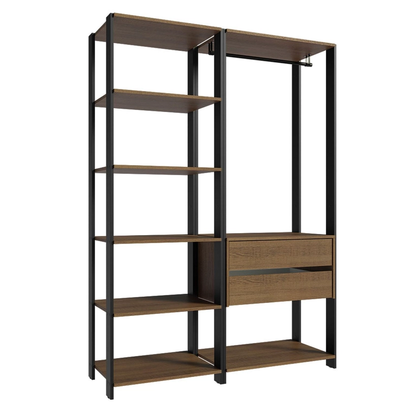 CLOSET ABIERTO MADESA VALENCIA 129 CM 2 CAJONES MARRON/NEGRO - 2