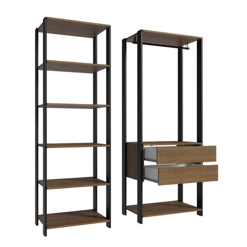 CLOSET ABIERTO MADESA VALENCIA 129 CM 2 CAJONES MARRON/NEGRO - 6