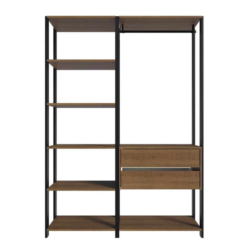 CLOSET ABIERTO MADESA VALENCIA 129 CM 2 CAJONES MARRON/NEGRO - 9