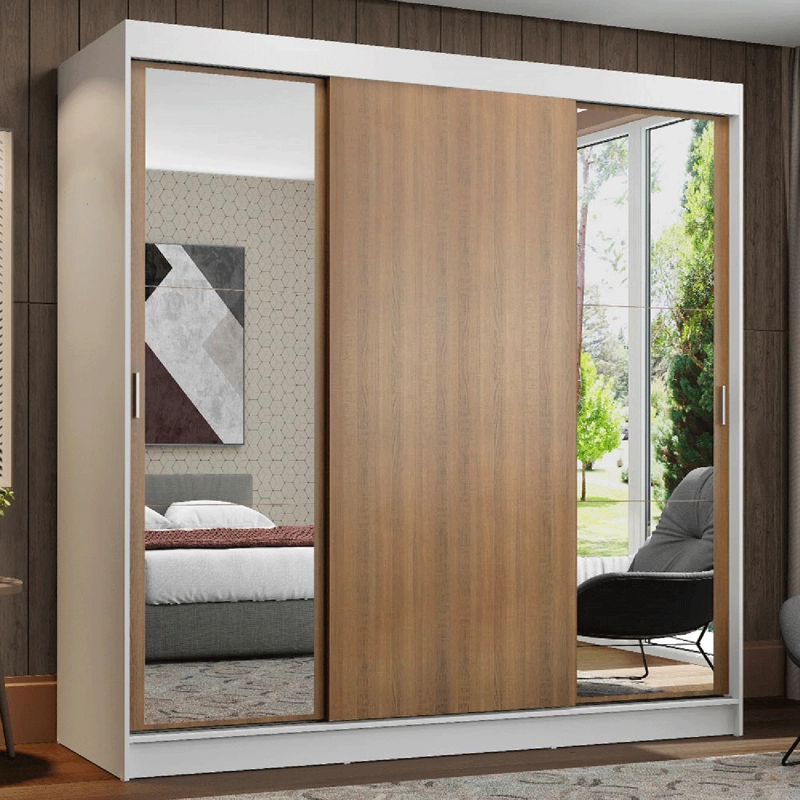 CLOSET MADESA RENO 3 PUERTAS CON 2 ESPEJOS BLANCO/MARRON - 1