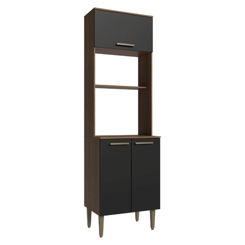 TORRE PARA HORNO Y MICROONDAS MADESA LILLE 60 CM 3 PUERTAS MARRON/NEGRO - 1