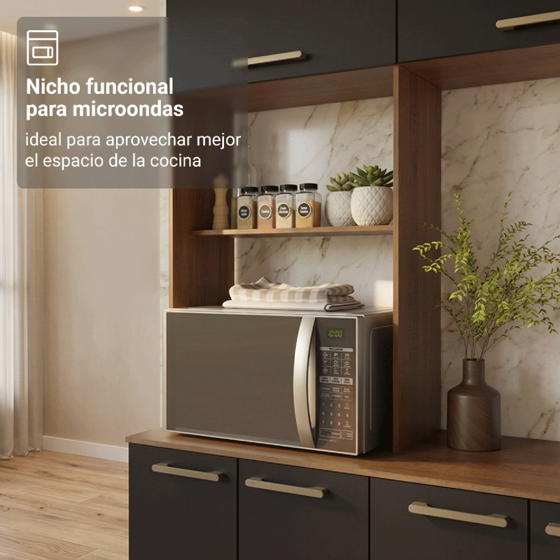 TORRE PARA HORNO Y MICROONDAS MADESA LILLE 60 CM 3 PUERTAS MARRON/NEGRO - 6